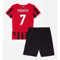 AC Milan Alvaro Morata #7 Hjemmebanesæt Børn 2024-25 Kortærmet (+ Korte bukser)